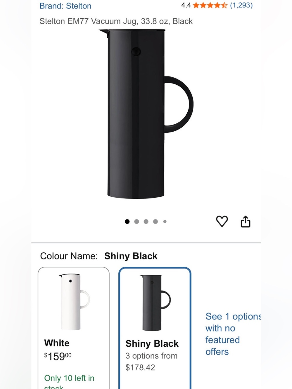Stelton Shiny Black Vacuum Jug